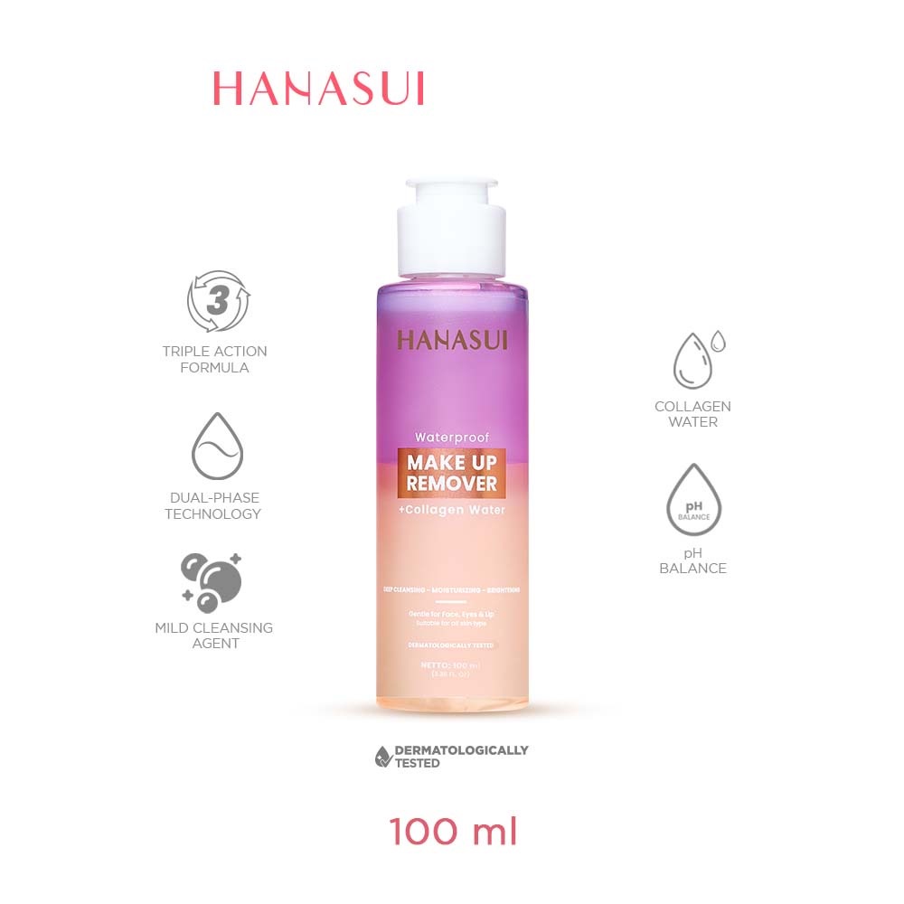 HANASUI Waterproof Make Up Remover + Collagen Water | Makeup Remover Penghapus Make Up BY AILIN