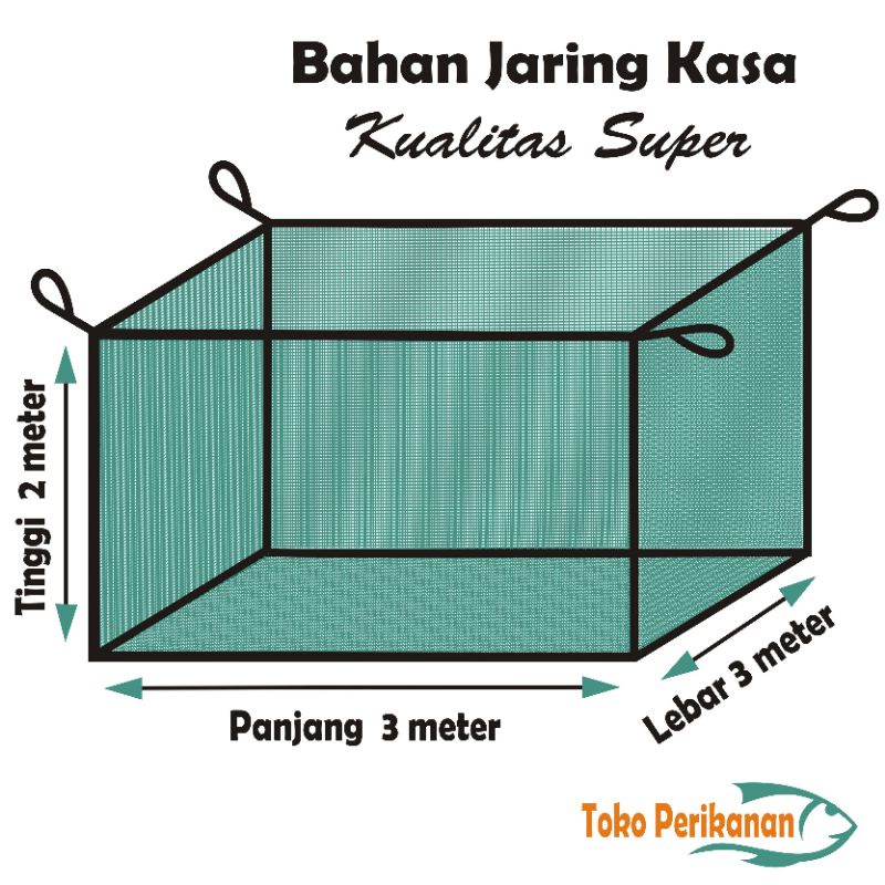 TOKO PERIKANAN - Keramba/Jaring/Hapa ikan ukuran ( 3 m x 3 m x 2 m ) kain jaring kasa