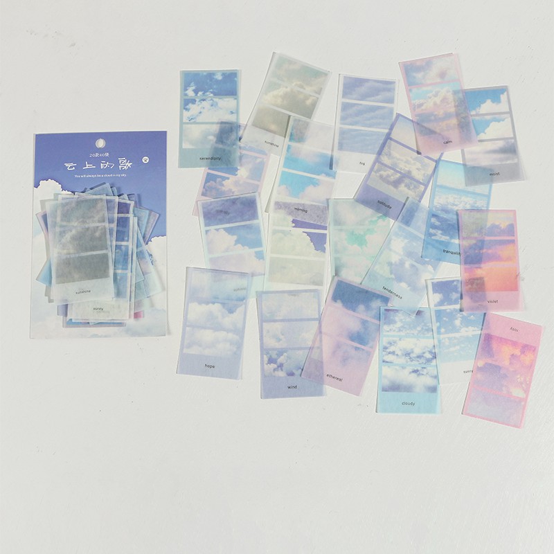 Journamm 40pcs/pack Letter of Time Poetry Washi Paper Stickers Diy Diary Deco Planner Journal Decorative Stationery Stickers-Song on the cloud