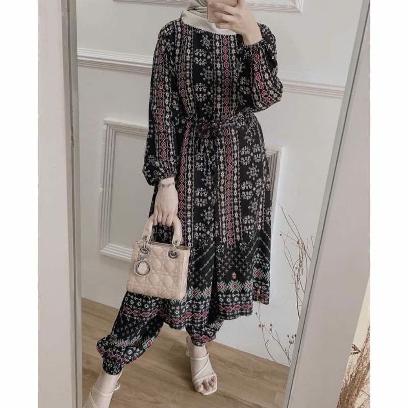 FELLO ONE SET / ONE SET RAYON / ONE SET PAJAMAS / STELAN WANITA-CATHY BLACK