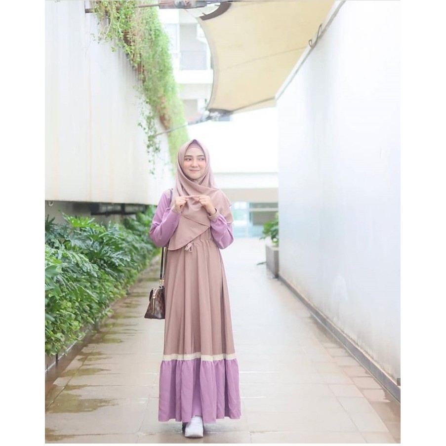 Dress Muslim Miya Set Syari Gamis Wanita All Size Fit L