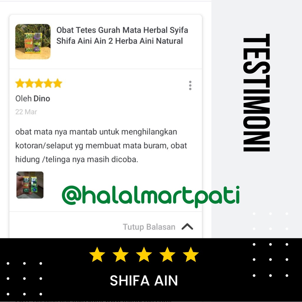 Shifa Ain Obat Vitamin Terapi Tetes Mata Minus Plus Silinder Katarak Glukoma Merah Bengkak Herbal