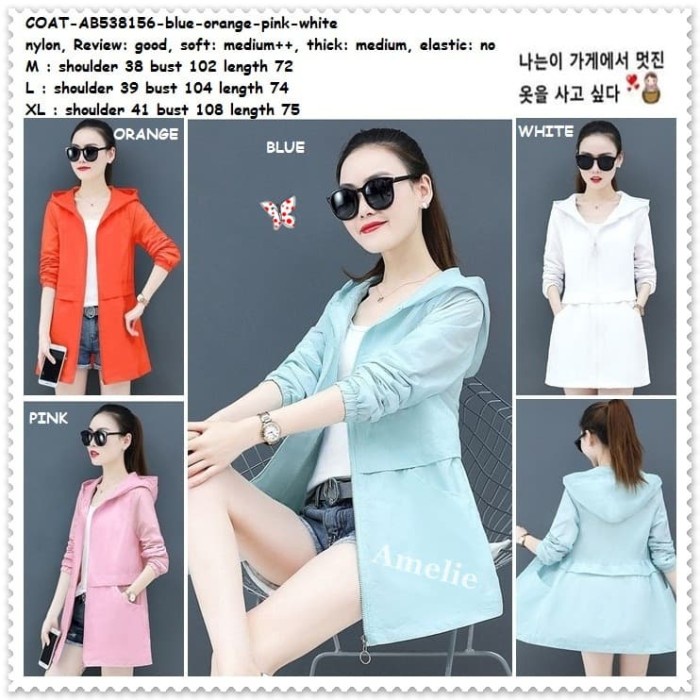 Jaket Wanita AB538156 Jaket Jacket Bomber Hoodie Wanita Korea Import Putih Pink(R8M7) Jaket Wanita K