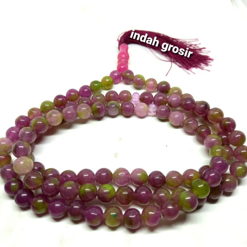 Tasbih Batu Ruby Tanzania Original 99Butir 8mm