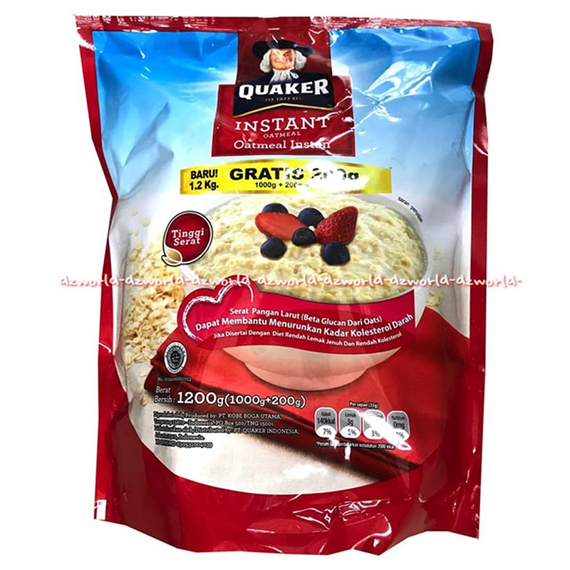 Quaker Instan 1000gr Oatmel Instan Oats Dari Bahan Gandum Utuh Cocok Buat Menu Sarapan Kuarker Kuaker Sereal Tepung Bubuk Instan Oat Meal Kemasan Pouch 1 Kaleng