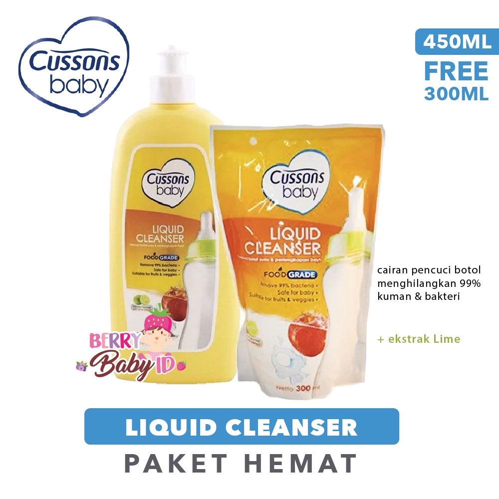 Jual Cussons Baby Paket Liquid Cleanser Botol 450 Ml Gratis Refill 300 ...