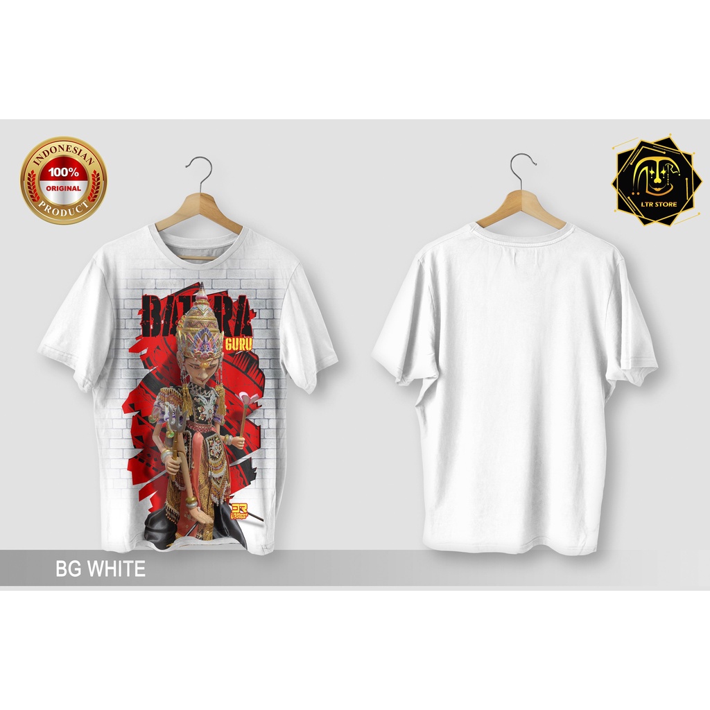 [ BAYAR DI TEMPAT ] BAJU PRINTING GAMBAR WAYANG BG WHITE BATARA GURU - KAOS DISTRO ORIGINAL MOTIF KE