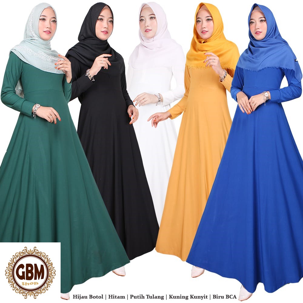 gbm_shop (PROMO) Gamis Polos Jersey / Baju Muslim / Gamis Jersey Ready 35 Warna