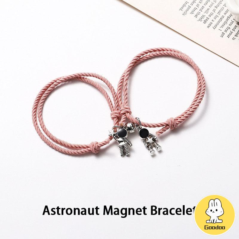 1 Pasang Korea Lucu Astronot Magnetik Atraksi Beberapa Gelang Rambut Cincin Pacar Anyaman Tali Tangan -Doo