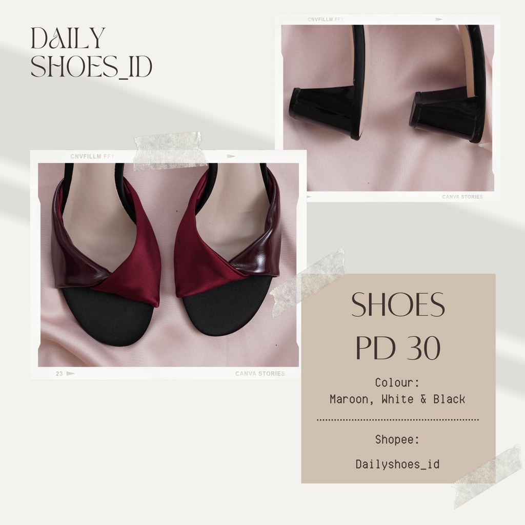 Sendal / Sandal Heels Tinggi 5cm Elegant Untuk Kerja Kantoran Pesa Kondangan PD 30 - Dailyshoes_id