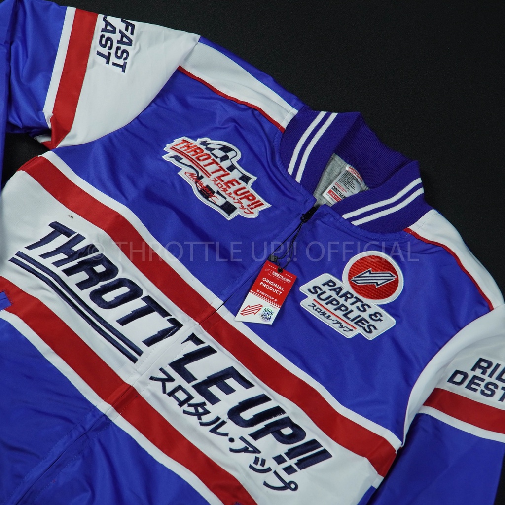 jaket Speed Legend Varsity White Blue - THROTTLE UP!!