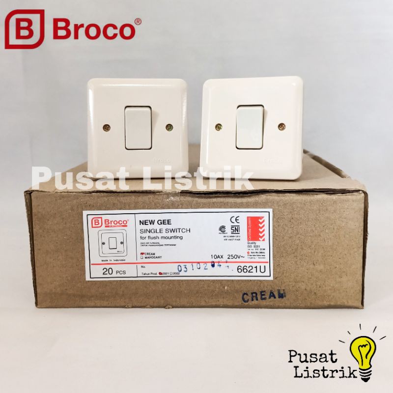 IB Saklar Engkel New Gee Broco Single Switch Inbow Cream Broco