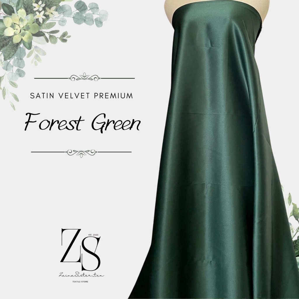 Kain Satin Saten Velvet Premium Silk Meteran Warna Hijau Botol Emerald Green