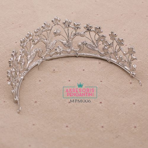 [BISA BAYAR DITEMPAT] HAIRBAND MAHKOTA PENGANTIN HEADPIECE WEDDING SILVER MPM006