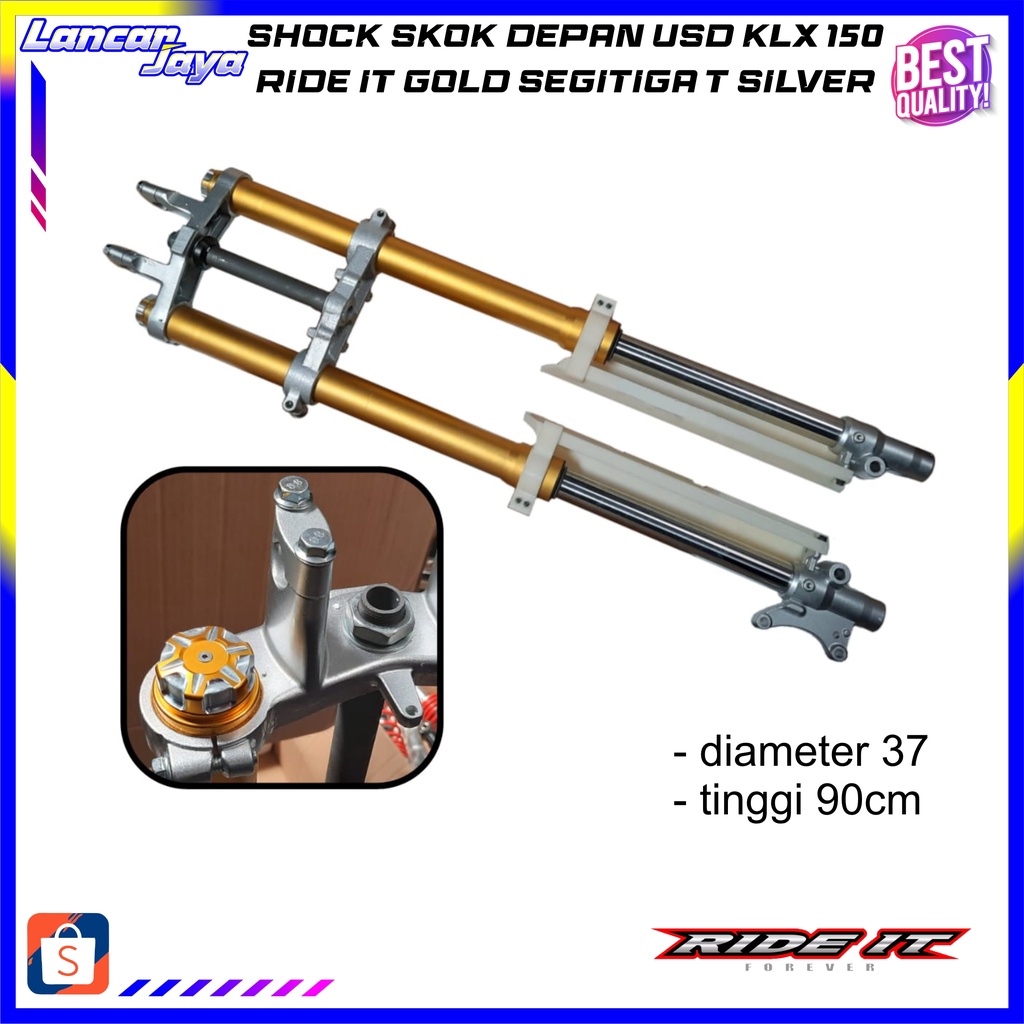 SHOCK SKOK DEPAN USD KLX 150 RIDE IT GOLD SEGITIGA T SILVER