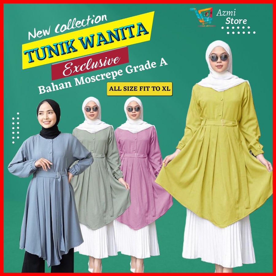 Baju Atasan Tunik Wanita Remaja Syari Busui Friendly Full Kancing Depan Kaftan Modern Kekinian 2021