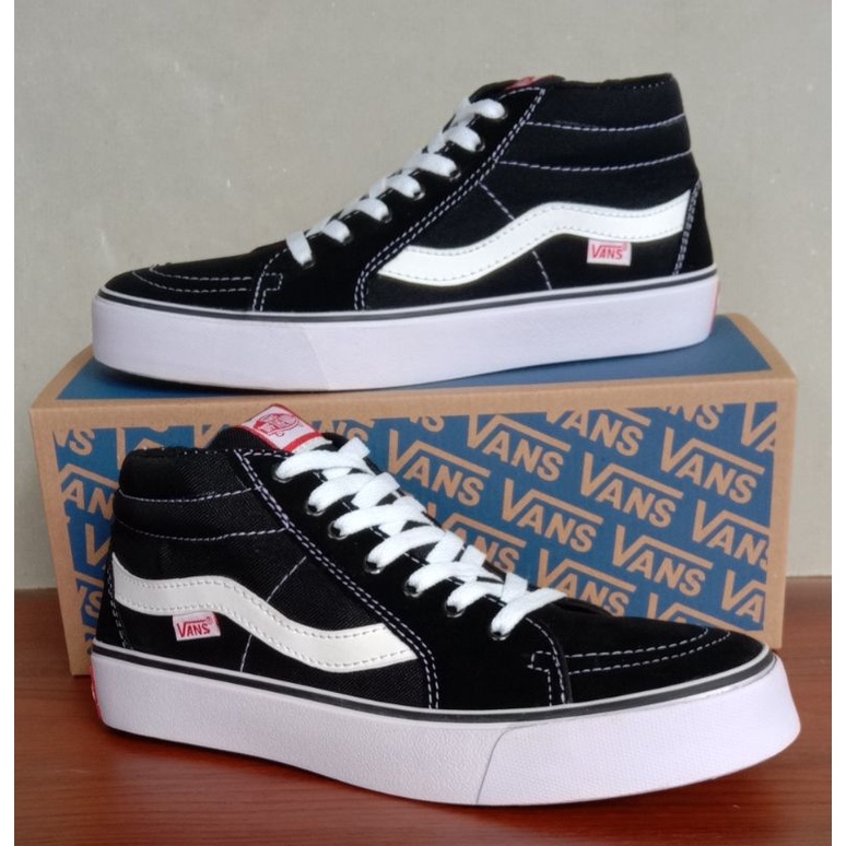 sepatu vans old skool sk8 high black white vans premium sk8 tinggi hitam putih