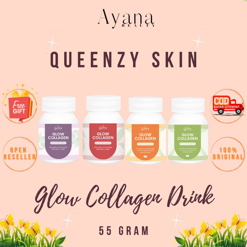 GLOW COLLAGEN DRINK QUEENZY SKIN ORI + GIFT