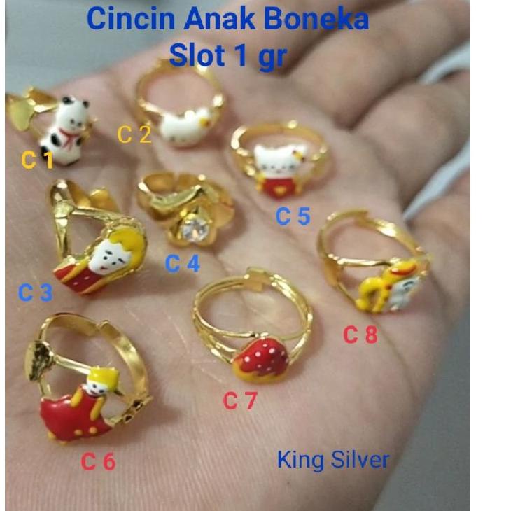 Banyak dicari--Cincin Anak Slot Boneka Perak 925 K Berlapis Emas 24 karat