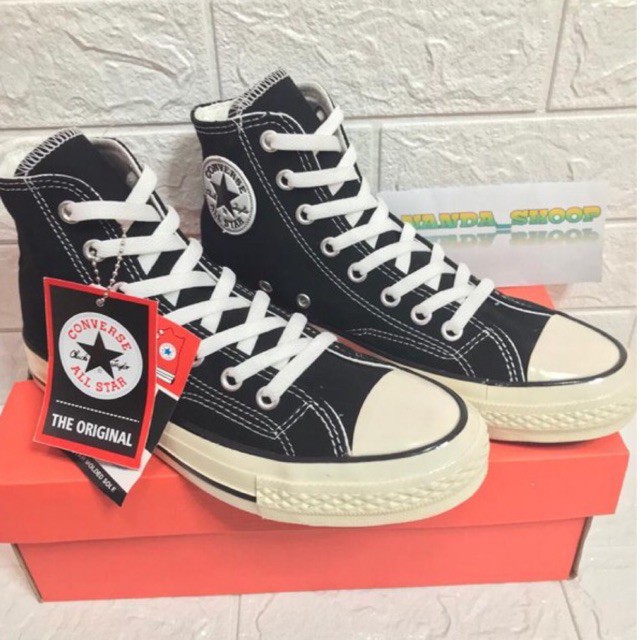 SEPATU SNEAKER BLACK WHITE 70s HI EGRET PREMIUM BNIB BEST QUALITY GRADE ORIGINAL GLOS FREE KAOS KAKI