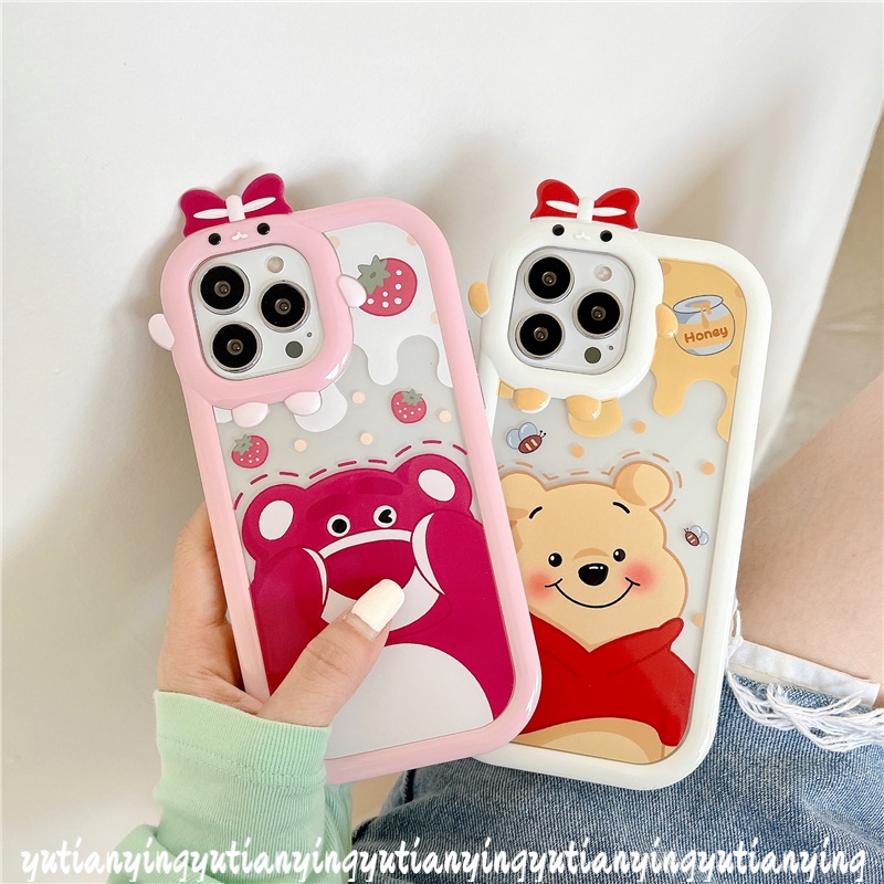 Case Kartun Winnie The Pooh Strawberry Bear OPPO A17 A54 A76 A96 A15 A55 A16K A5 A52 A95 A53 A7 A57 A5s A16 A9 A5 A17K A31 A16s A15S A3s Reno 7 5 4F 5F A72 Monster Soft Cover