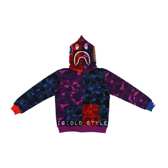 bape multi color hoodie