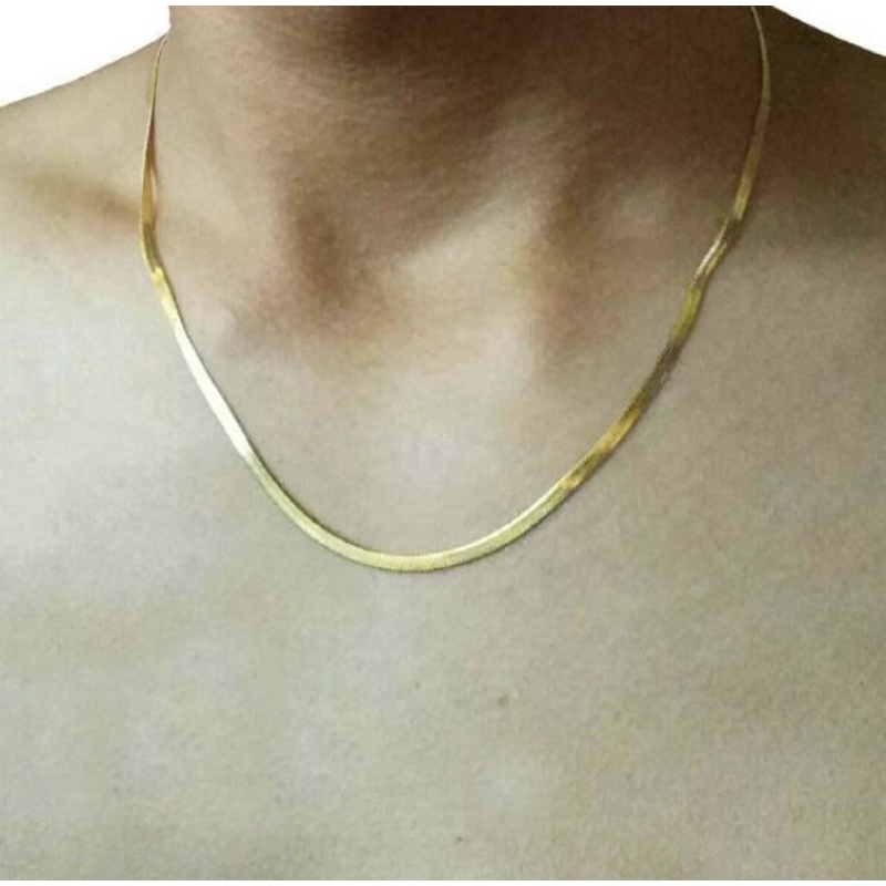 kalung titanium pria dan wanita model gepeng anti karat titanium asli