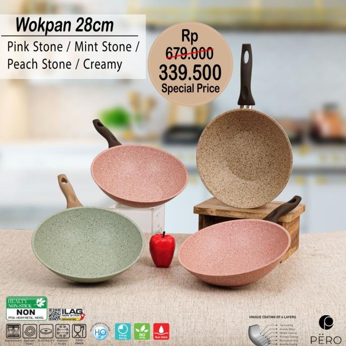 PERO WOK PAN 28CM BROWN HANDLE