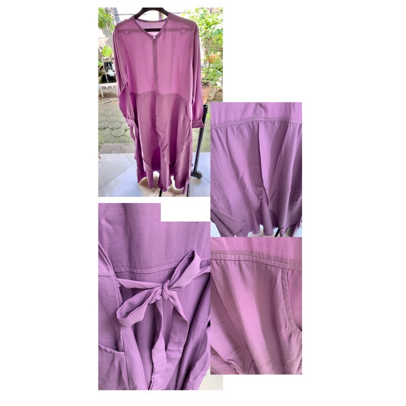 Gamis pesta/dress dan khimar warna lilac