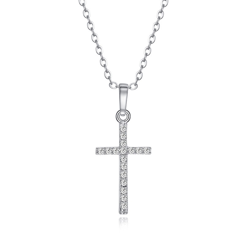 Fashion Alloy Kalung Liontin Salib Yesus Pacar Kepribadian Populer Aksesoris Perhiasan Pasangan Warna Emas Perak Rantai Pesona Logam