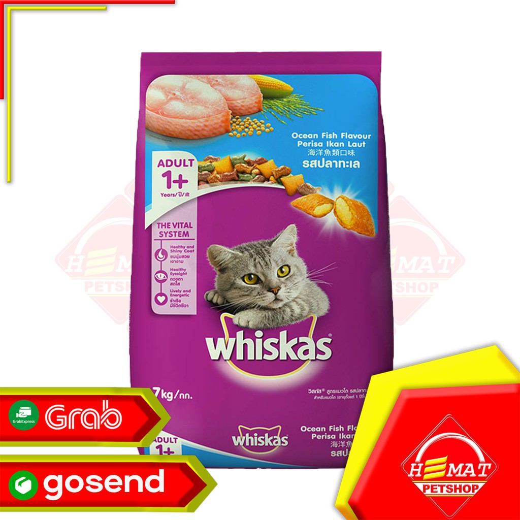 [GOSEND] Whiskas Adult Ocean Fish 7 Kg / Makanan Kucing Ikan Laut / Khusus Gosend