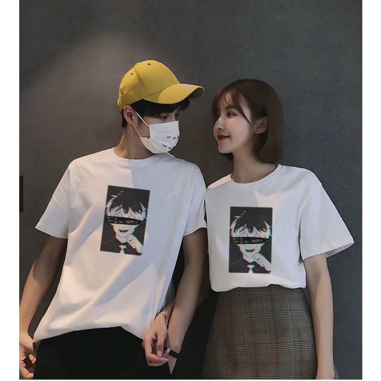 IvannaCollection Baju Kaos Anime Couple Pasangan I'm Happy Crying Wanita Pria T Shirt Couple Kasual Santai Murah Bahan Katun Size M L XL