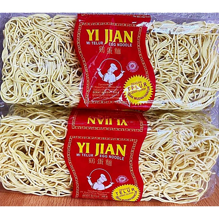 Mie Telur Yi Jian Mie Telur Egg Noodle Mie Kecil Mie Lebar 200 gr