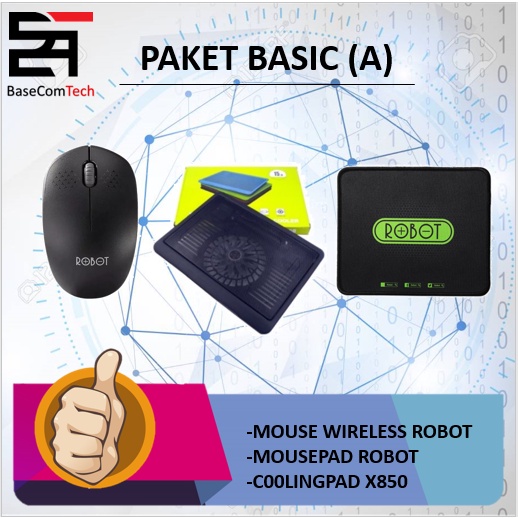 PAKET A (Mose Wireless robot + Mousepad robot + Coolingpad x850)