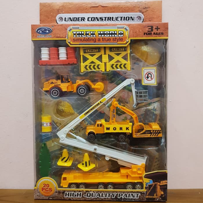 Diecast set mobil truck konstruksi - mainan miniatur alat bangunan