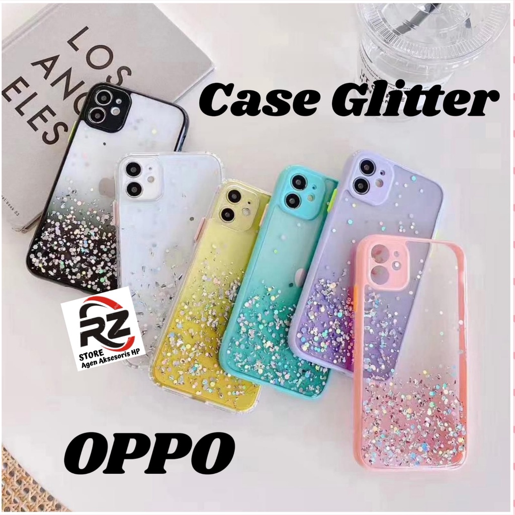 GLITTER CASING Hard case bening  OPPO A5S A12 A7 A11K A15 A15S A16 RENO 6 5G hard case casing