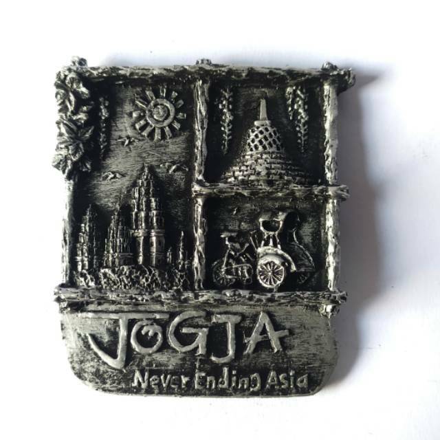 SOUVENIR MAGNET KULKAS JOGJA NEVER ENDING ASIA PERSEGI BAHAN FIBERGLASS - DEKORASI RUMAH