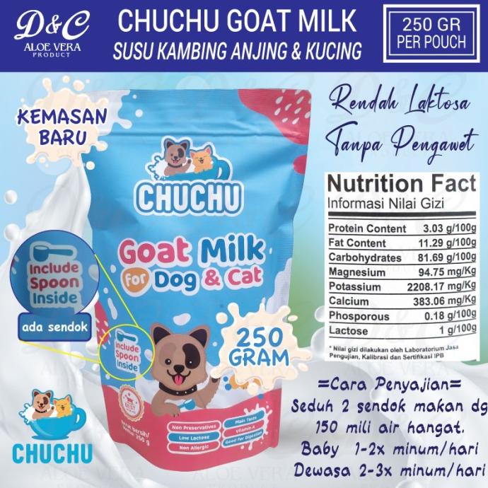 

(BISA COD) CHUCHU Susu Kambing Untuk Anjing Kucing Bebas Laktosa 250Gr CUCI GUDANG Kode 515