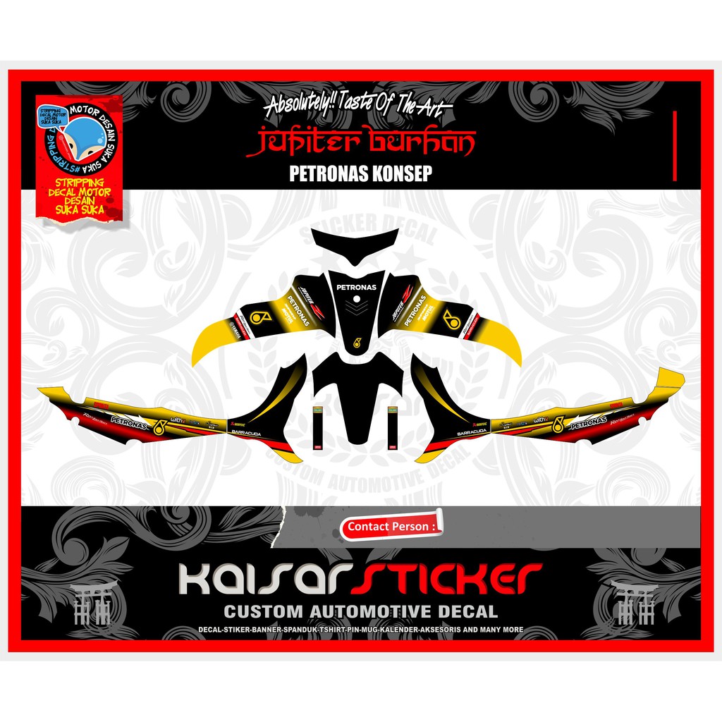 STIKER DECAL JUPITER Z BURHAN PETRONAS KUNING