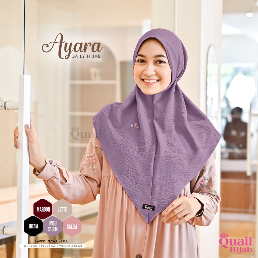 RESTOKKK  AYARA ORIGINAL QUAIL HIJAB | HIJAB INSTAN ANTI SETRIKA | HIJAB QUAIL | ORIGINAL TANGAN PER