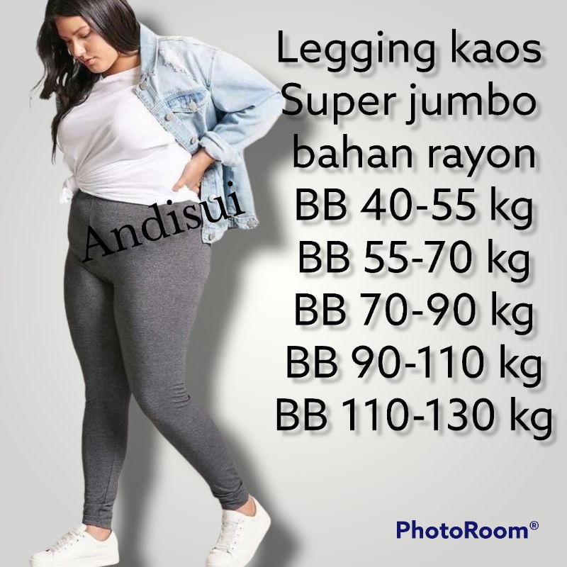Legging Kaos Super Jumbo Panjang Polos ukuran L - XXXXL untuk BB 40-130 kg