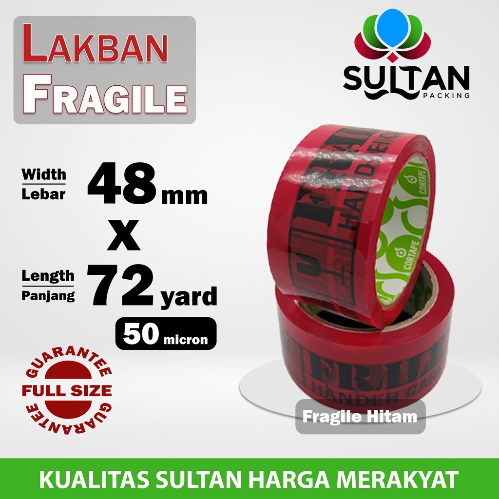 

Lakban Fragile Hitam 48mm JANGAN DIBANTING HANDLE WITH CARE SATUAN