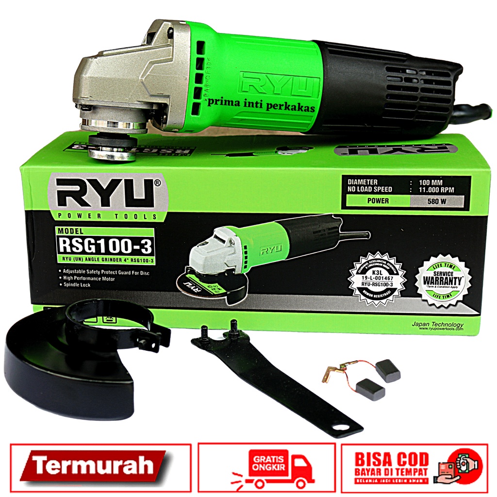 RYU Gurinda tangan 4" RSG100-3 / Angle grinder 4" RSG100-3
