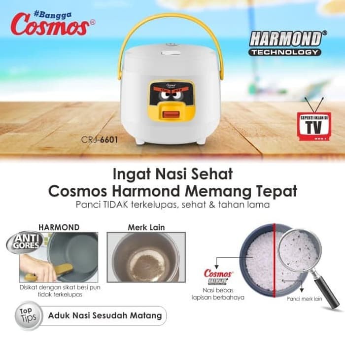 COSMOS Magic Com 0,8 Liter / Rice Cooker Harmond 0,8 Liter CRJ 6601 B/W (Random) - Garansi Resmi 1 Tahun