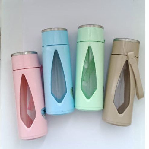 (No 8802) Botol Minum Kaca  400 ML Termurah / Botol Minum Tumbler  Lucu