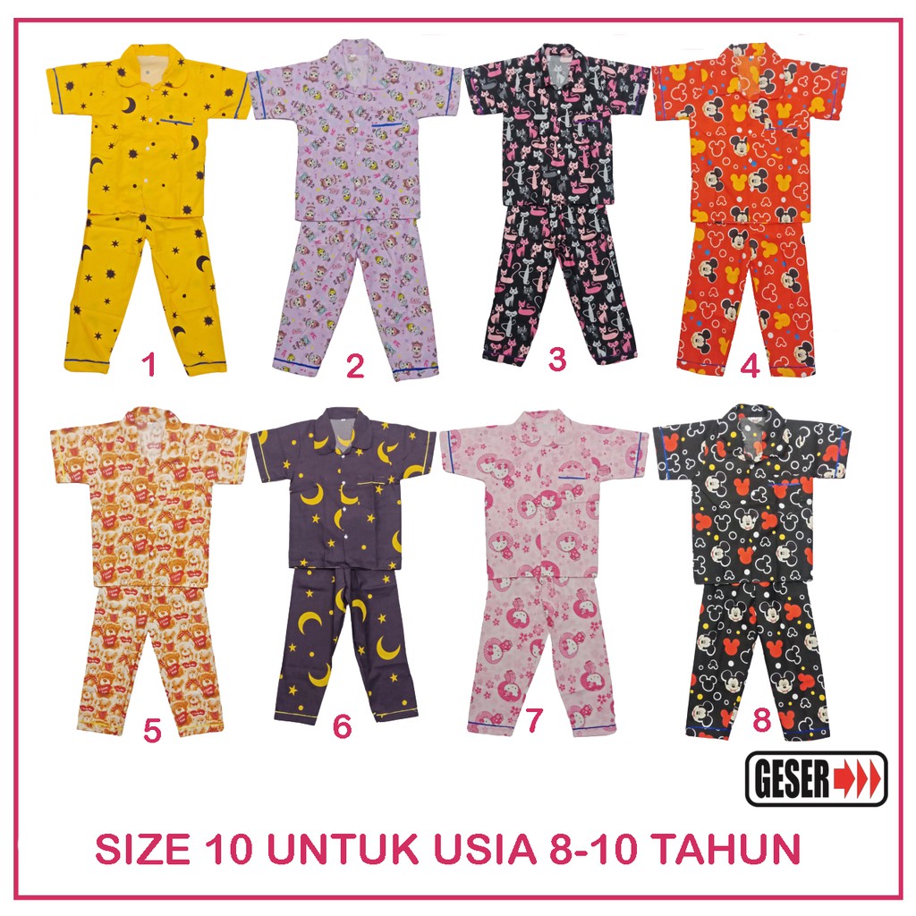 BAJU PIYAMA ANAK / PIYAMA ANAK MOTIF CATUN CATRA / BAJU TIDUR ANAK / PIYAMA ANAK ANAK