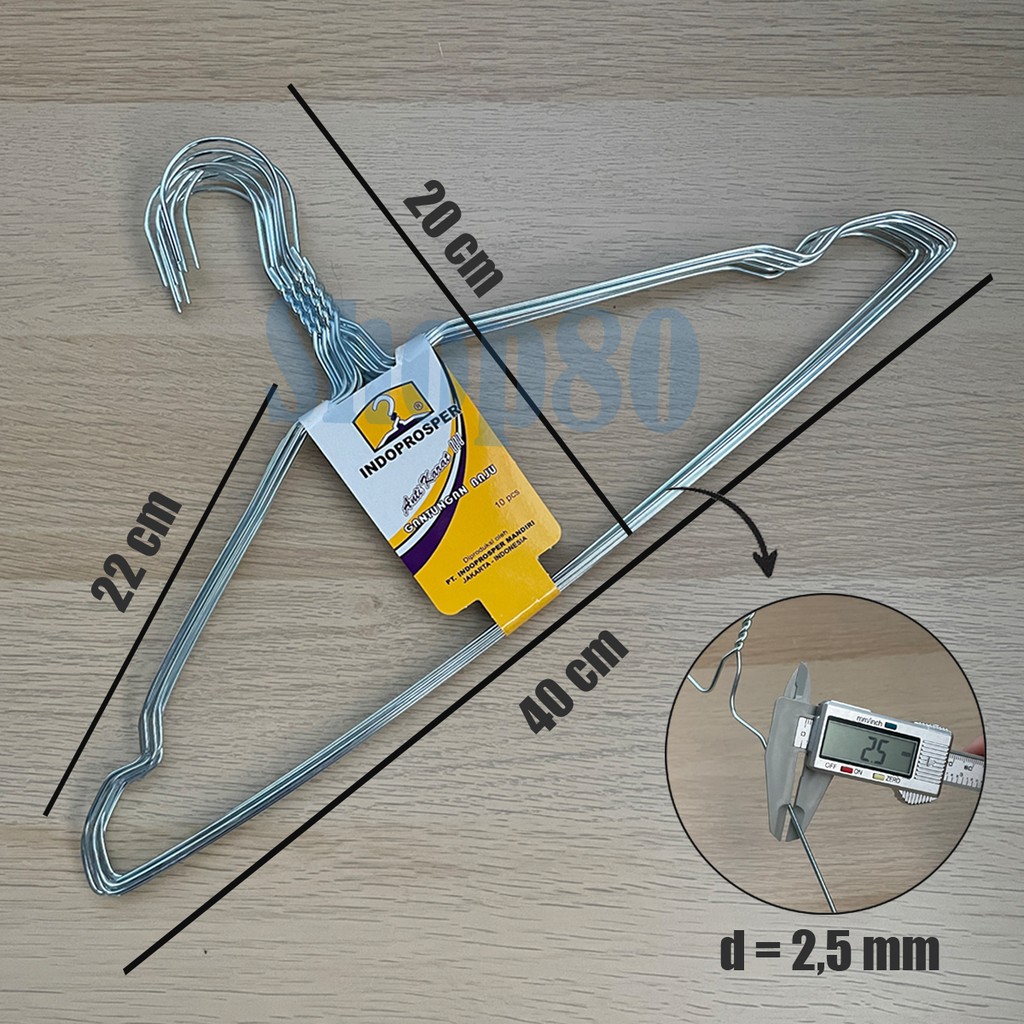 Gantungan Baju Kawat Stainless / PVC Coated Merk IndoProsper Hanger Laundry Jemur 10 pcs