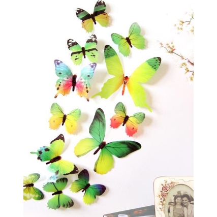 839 STIKER DINDING 3D MOTIF KUPU-KUPU 3D WALL STIKER 12 BUTTERFLY PVC