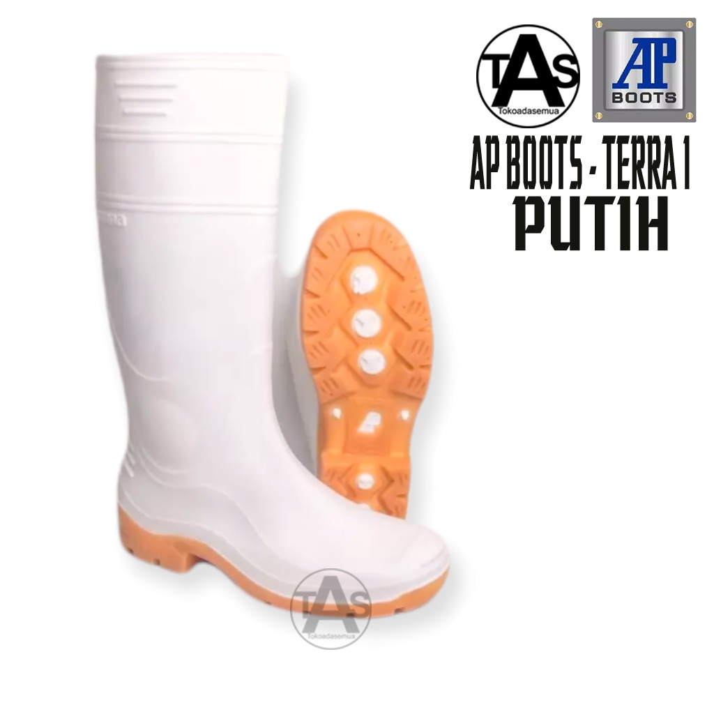 Sepatu Boots Karet merk AP Terra 1 Putih  &amp; Kuning Size 38-42