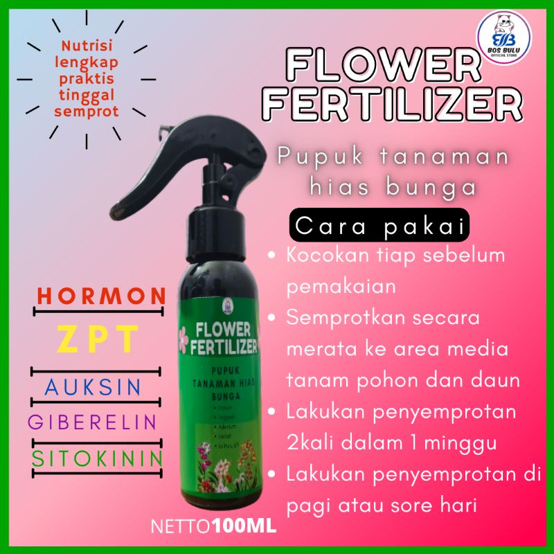 flower fertilizer pupuk organik cair semprot tanaman hias bunga 100ml